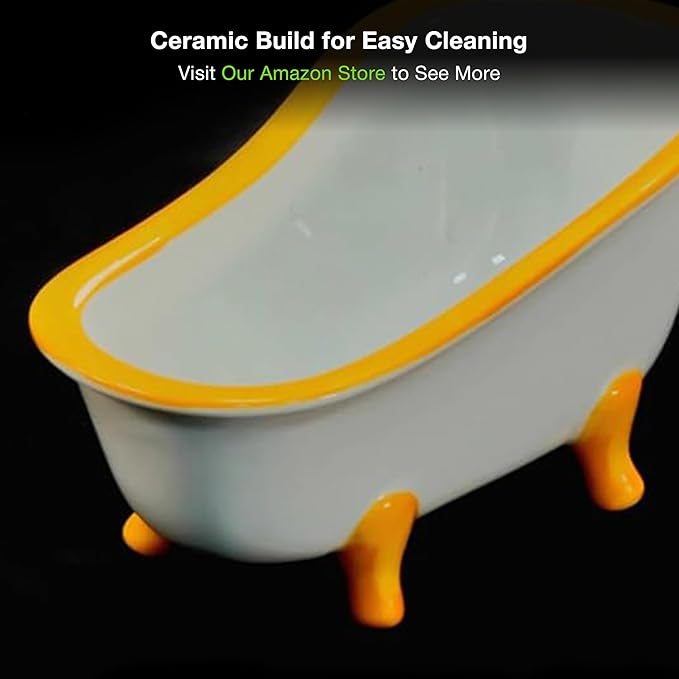 GuineaLoft™ Small Pet Bathtub – Generously-Sized Ceramic Bathtub for Birds' Water Baths or Hamsters' Sand Baths, Also Works as a Food Bowl – Visit the GuineaLoft Store for More