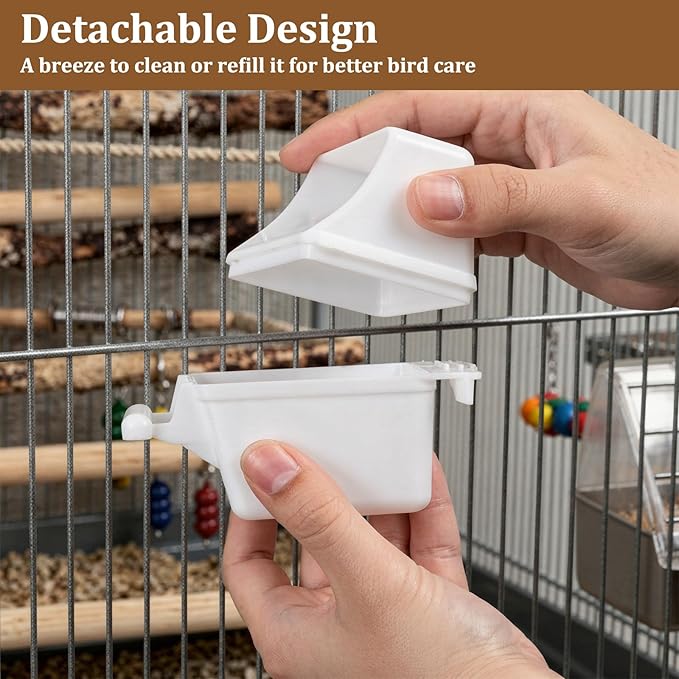 2 PCS Bird Cage Feeder, White No Mess Bird Feeder Cage, Comederos para Pajaritos De Jaula for Cages,Small Pets,Birds and Parakeets