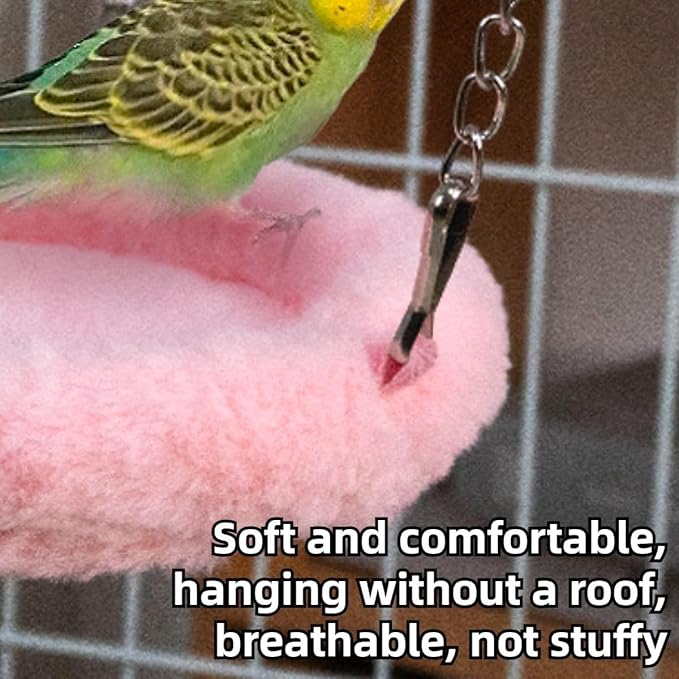 Bird Soft Nest Hanging Hammock Bed Toy for Parrot Parakeet Cockatiel Conure Lovebird Finch Canary Budgie Hamster Rat Gerbils Cage Perch (Pink,S)