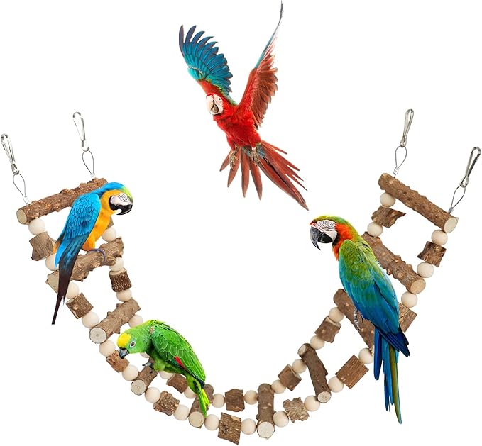 Natural Pepper Wood Hanging Pet Chewing Bridge, Rat Hamster Climbing Accessories, Suitable for Bird Parrot Rat Squirrel Sugar Gliders