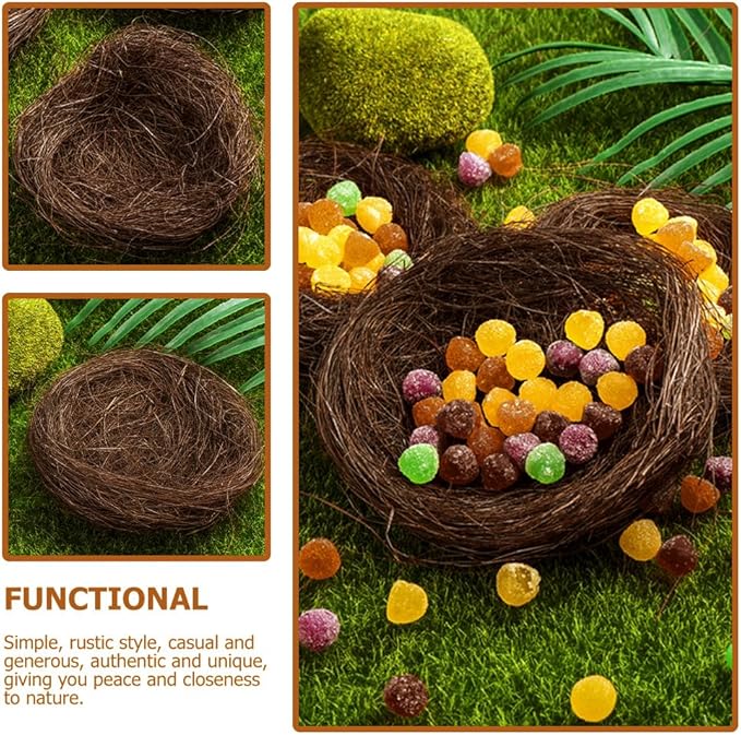 Mipcase 16Pcs Artificial Bird Nests Small Faux Garden Bird Nest Decorations for Easter Party Photography Props and Birdcage Accessories 2.75X2.75X1.96In