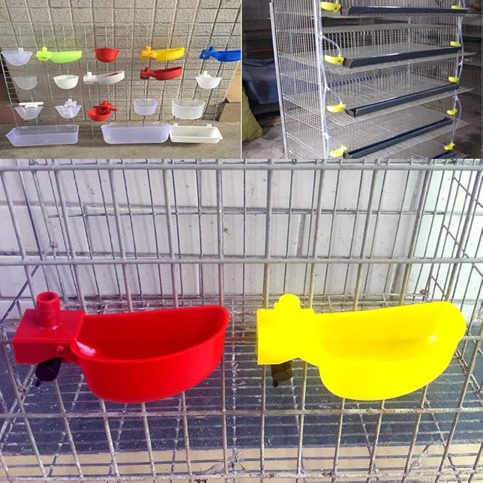 12Pcs Quail Water Cups Pigeon Automatic Bird Waterer for Cage Hang Drinker Breeding Poultry Drinking Bowls(Red)