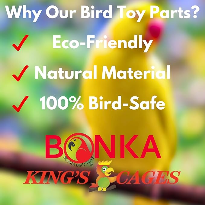 Bonka Bird Toys Natural Leather Bird Toy Strips - 48-Inch Chewing Toys for Parakeets, Cockatiels & Macaws - 6-Pack Dye-Free Training Strands for Mental Enrichment, Safe Play & Interactive Fun