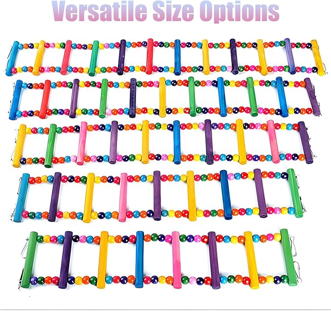 Bird Toys for Parrots Parrot Bridge, Swing Toys, and Ladders for Macaws, African Greys, Budgies, Cockatiels & Parakeets - Wooden Bird Ladder and Swing Toys for Play and Training (12.5Inch - 5 Ladders)
