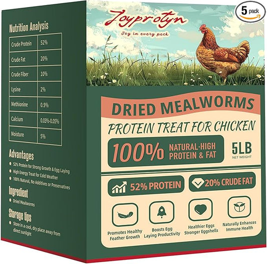 5LB Premium Non-GMO Dried Mealworms for Chickens, Ducks, Wild Birds, Quails & Reptiles High-Protein Natural Treats & Feed