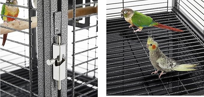Deluxe Portable Durable Wrought Iron Bite-Proof Bird Travel Parrot Vet Carrier Cage Prevent Beaks Out Pet Products for Parrots Conures Cockatiel Amazon African Grey Include Cage Cover