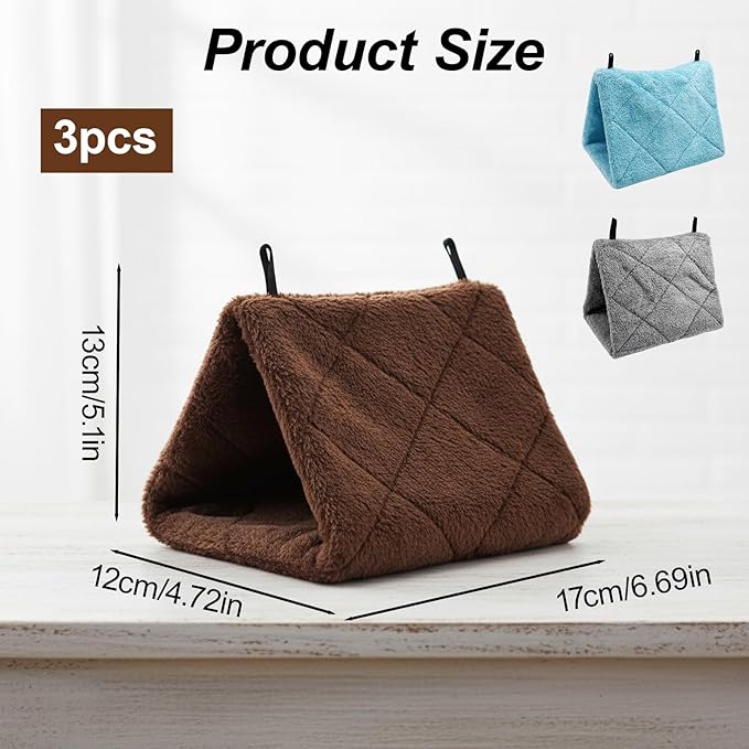 Bird Bed, Bird Hammock, Bird Nest, 3-Piece Set in for Multi-Bird Households and Breeders, Winter Warmth Protection and Stress Relief Hiding, Durable Material Construction