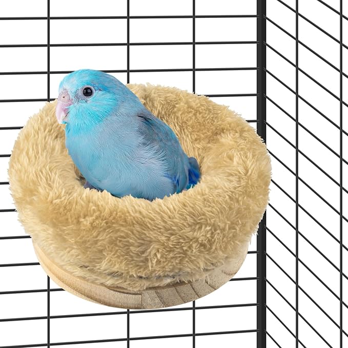 DBNESS Small Bird Nest for Cage, Removable Plush Parrot Hammock Warm Resting Perch Platform for Budgies Cockatiel Conure Parakeet Hamster Washable Breeding Sleeping Lay Eggs Nesting