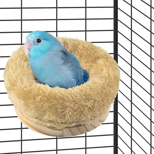 DBNESS Small Bird Nest for Cage, Removable Plush Parrot Hammock Warm Resting Perch Platform for Budgies Cockatiel Conure Parakeet Hamster Washable Breeding Sleeping Lay Eggs Nesting