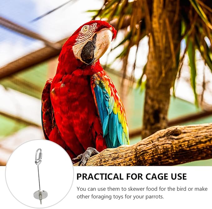 Mipcase Parakeets Feeding Metal Cockatiels Finches Food for Parrot Tray Foraging Vegetable Treat Cages Fork Stick Device Toy Meat Bird Feeder Feeders Fruit S Stainless Cage Steel