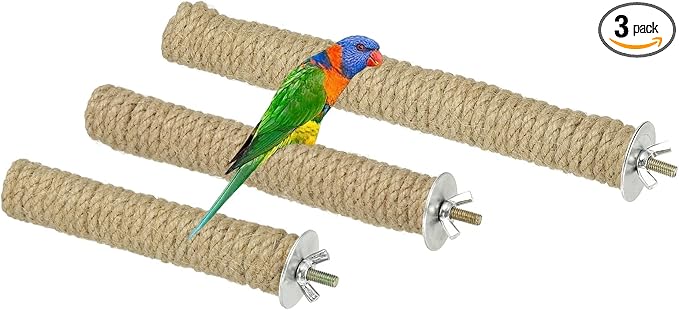 Parrot Perch, Wooden Parrot Perch Stand Toy, Paw Grinding Stick, Bird Cage Accessories, 3 Sizes (Wood Color, 3 Pcs) Birds Toys Intended for Cage/Parakeets/Conure/Budgie