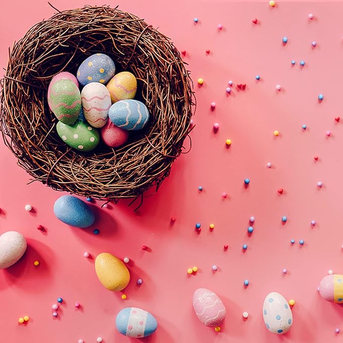 Birds Nest with Eggs Easter Rattan Nest Decorating, Mini Artificial Birds Nest for Easter Crafts Home Garden Decor Wedding Party (4 Inches)