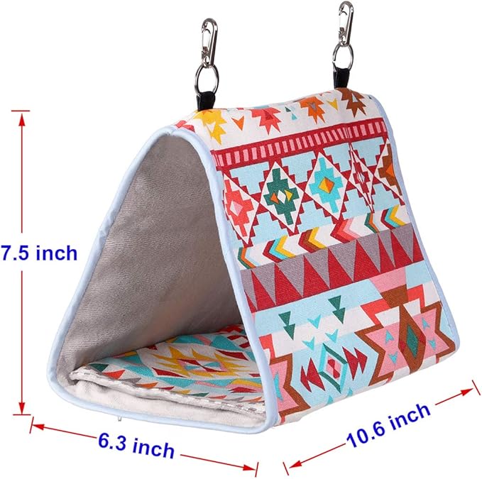 Bird Nest Snuggle Hut,Parrot Habitat Cave Hanging Tent for Small Medium Parrots Budgies Eclectus Parakeet Cockatiels Lovebird African Grey (Pink Ethnic, M)