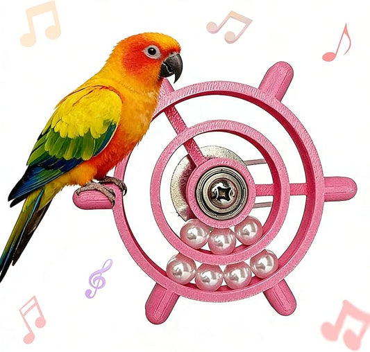 Spinning Bird-Toys Bird Cage Toys & Bird Perch Parrot-Parakeet Budgie Cockatiel Conure Macaw Chicken Parrot Enrichment Cage Accessories Small Animal Chewing Toy (Rosy Spinner)