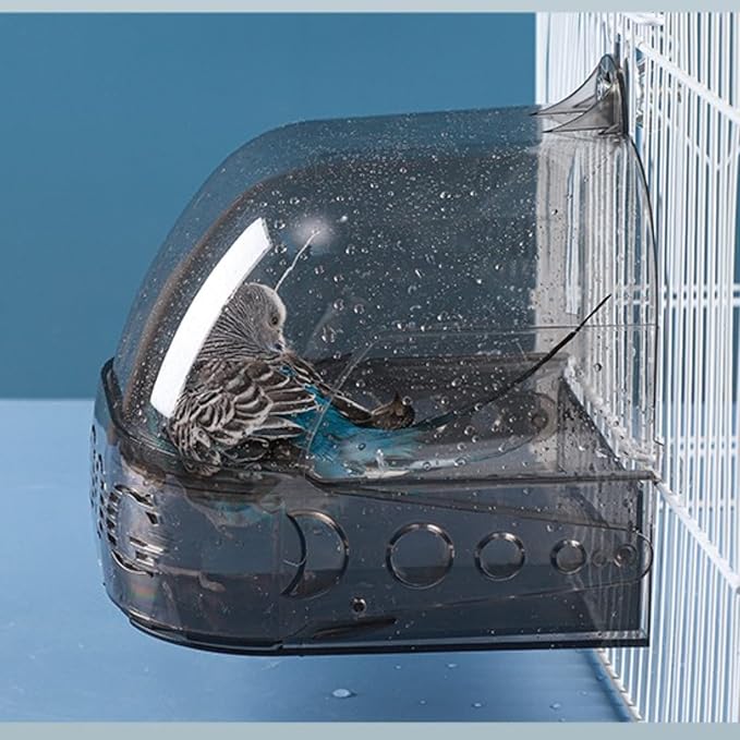 Bird Bath Cage, Cleaning Pet Supplies Cockatiel Bird Clear Bathtub with Hanging Hooks and Bottom Drawer for Little Bird Parrots Spacious Parakeets Portable Shower for Most Birdcage