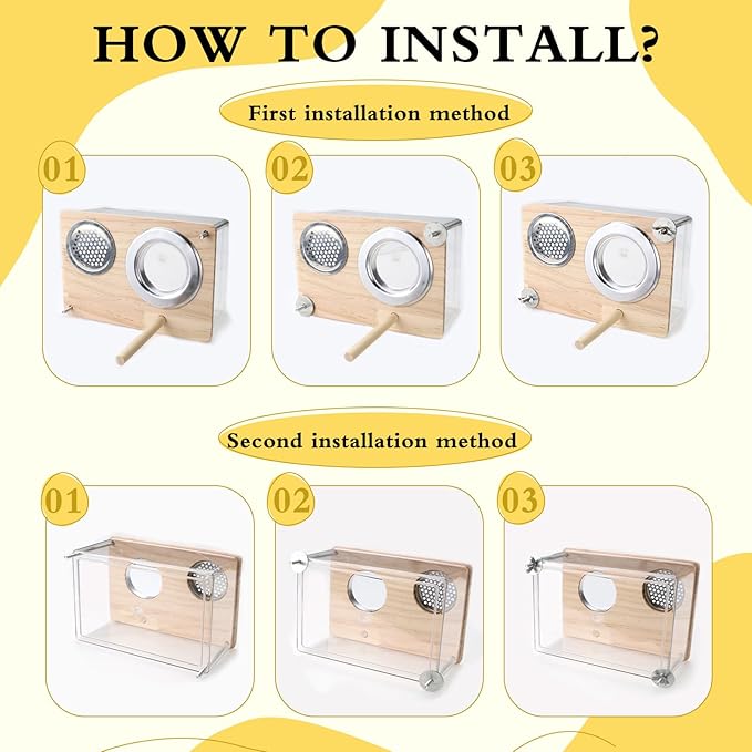 Parakeet Nesting Box for Cage, High-Transparent PET Parakeet Nest, Versatile Bird Houses for Canary, Lovebird and Parrot, Bird Boxes for Nesting with Wood Perch, Bird Cage Accessories (M, Rectangle)