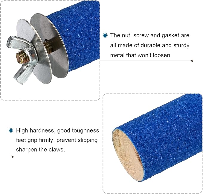 PATIKIL 1x12 Bird Paw Grinding Stick, Bird Wood Perch Stand Cage Accessory for Small Bird Parrot Lovebird Parakeet Cockatiel, Blue