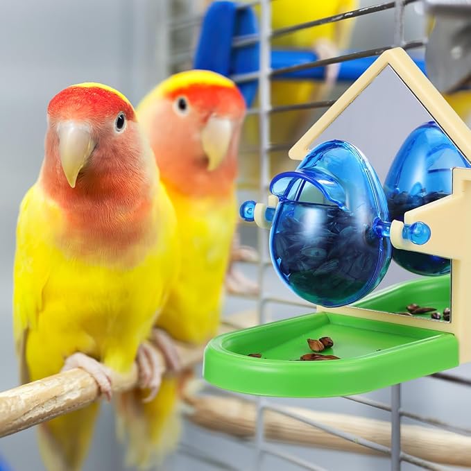 Parrot Food Leakage Toy Bird Treat Dispenser Lightweight Foraging Training Toy Easy Install 3.85X3.14X3.14In for Cockatiel Budgie Parakeet