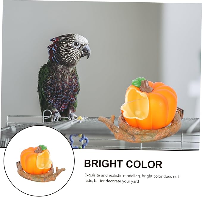 FOMIYES 1pc Pumpkin-Shaped Parrot Feeding Box Bird Food Container for Birdcage Convenient Easy to Fill Bright Colors Attract Birds Dual Function for Food All Cages