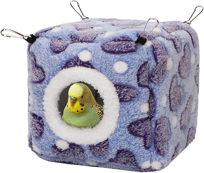 Hypeety Bird Hammock Nest House Parakeet Toys Hanging Warm Bird Nest for Parrot Hamster Small Animal Hanging Bed Bird Cage Accessories (S, Purple)