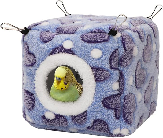 Hypeety Bird Hammock Nest House Parakeet Toys Hanging Warm Bird Nest for Parrot Hamster Small Animal Hanging Bed Bird Cage Accessories (S, Purple)