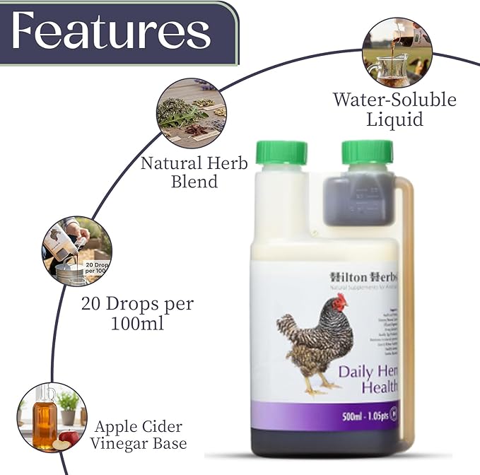 Hilton Herbs Daily Hen Health Herbal Health Supplement for Poultry & Birds, 1.05 pt ( 500ml) Bottle