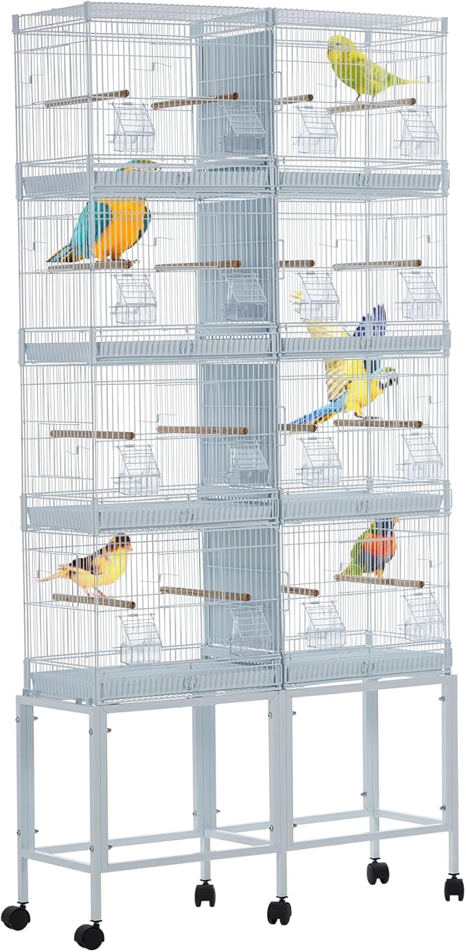 Garvee Bird Cage, 69''H LOT-4 Stackable Breeding Bird Cage, Divided Bird Breeder Cage w/Individual Removable Tray, Application for Conure,Macaw,Budgie,Cockatiel,Lovebirds,Parakeet
