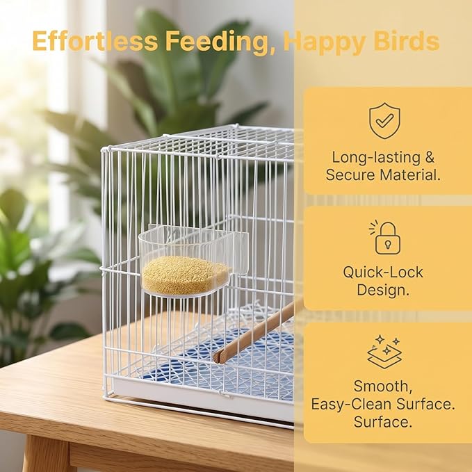 DOITOOL Bird Cage Feeder Cups, 6PCS Clear Plastic Seed Water Feeder Cups, Pet Bird Food Container, Thickened Food Water Bowl for Pet Parrot Parakeet Cages, Hanging Accessories