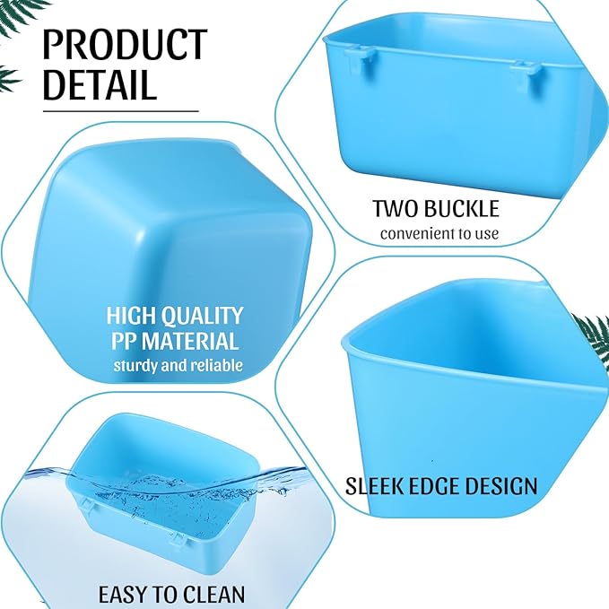 Zhehao 20 Pcs Bird Cage Cups Chicken Feeder Waterer Cups 18 oz Pigeon Feeder Plastic Poultry Wire Cage Hanging Rooster Chicken Water Bowl for Pet Bunny Gamefowl Poultry(Blue)
