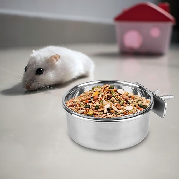 Hypeety Stainless Steel Food Water Bowl for Pet Bird Crates Cages Coop Dog Cat Parrot Bird Rabbit Pet (Small,3.9 * 1.9in)