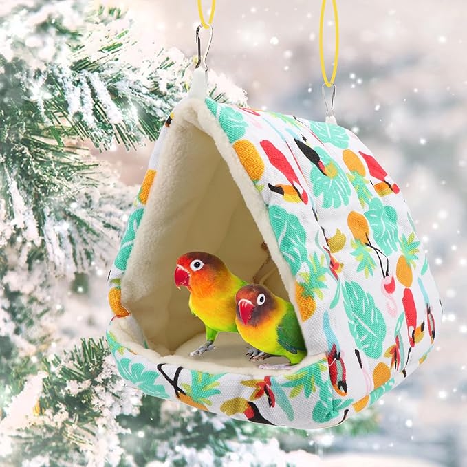 Hypeety Bird Hanging Hammock Nest Parrot Winter Warm Nest House Comfortable Plush Bird Bed for Cage Winter Bird Hideaway Hut for Cockatiels Budgies Parakeets Lovebirds Conures Hamsters (Parrot)