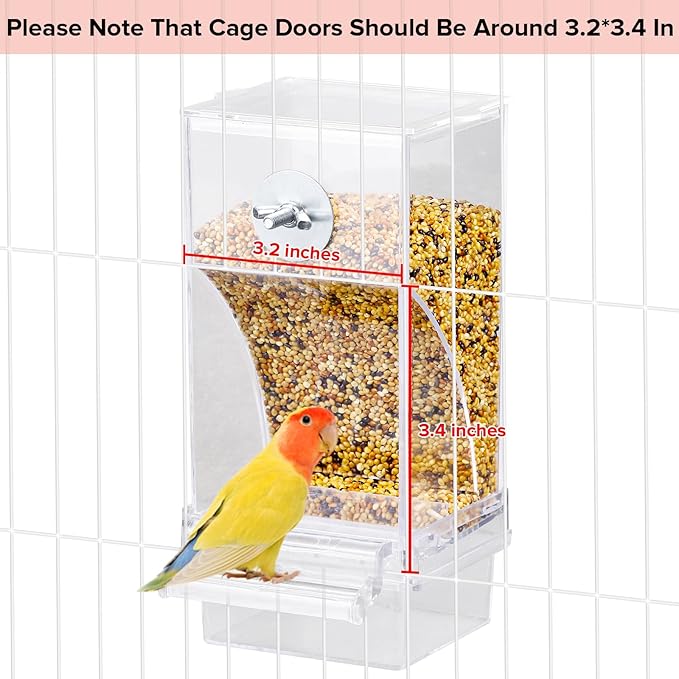 lemtrflo No Mess Bird Feeder Water Dispenser Set, Bird Feeder for Cage, Cage Accessories for Cockatiels, Finches, Budgies and Canaries