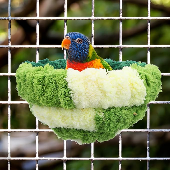 GANAZONO Cozy Plush Bird Nest for Cage Winter Bed - Warm Hanging Bird Sleeping Hut for Parakeets Lovebirds Cockatiels Conures Small Pets Breeding Bed 6.69X6.69X3.93In