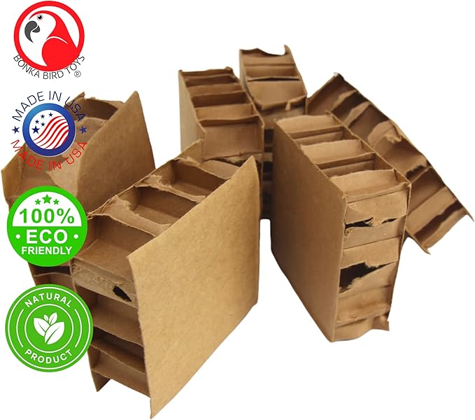 Bonka Bird Toys 2293 Pk6 3.50" Cardboard Squares Parrot Foot Talon Cage Toy, Amazon, African Grey, Conure, and Similar