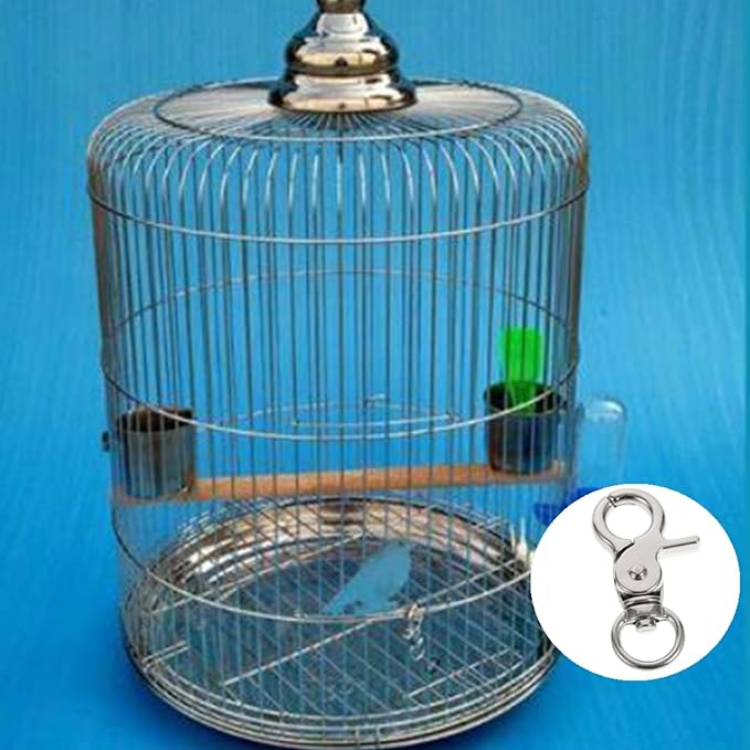 8 Pcs Bird Cage Lock Bird Cage Lobster Clasp, Birdcage Lock Birds Cage Clip Dove Cage Door Keychains Swivel Clip Rabbit Cage Door Locks Purse Hooks to Rotate Shackle Stainless Steel Iron Wire