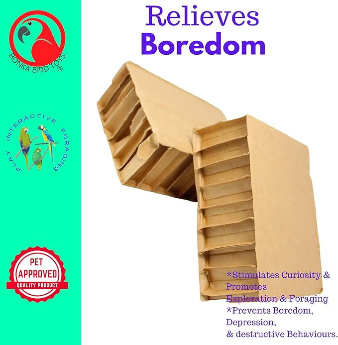 Bonka Bird Toys 2292 - Pack of 2 Jumbo 8-Inch Cardboard Blocks - Foot Talon Craft Part for Chew Treats - Ideal for Amazon, African Grey, Conures