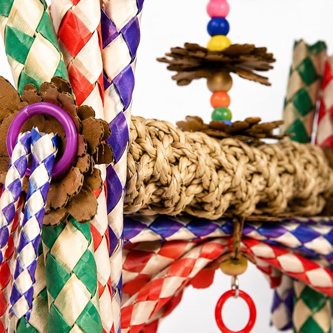 Bonka Bird Toys 1241 Double Helix 11" High by 9" Wide Parrot Toy, Amazon, African Grey, Conure, and Similar Sized Birds