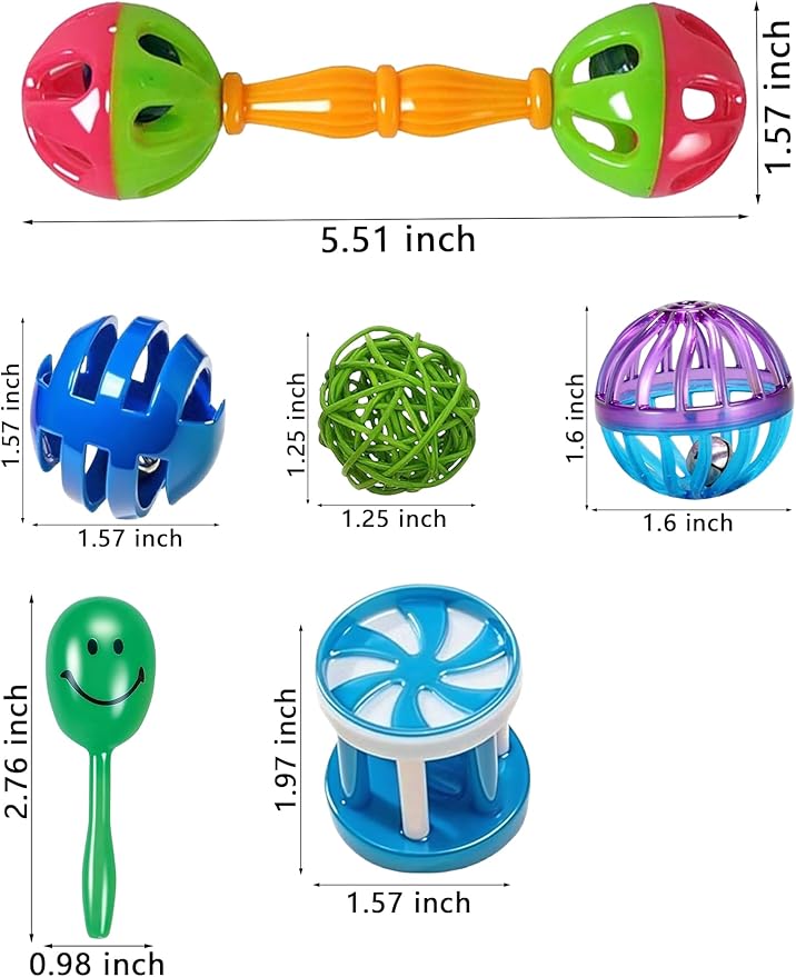 10-Pack Bird Toys – Colorful Fun for Conures, Budgies, Parakeets & Small Birds (1.5'' - 5.5'')