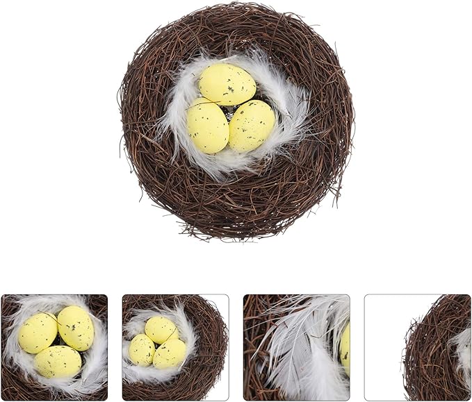 EXCEART 1pc Simulated Bird Easter Chick Egg Decoration Bird Golden Artificial Twig Easter Eggs Supplies Decor for Supplies Rattan