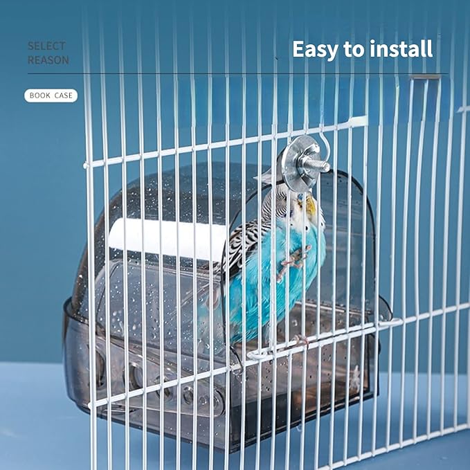 Bird Bath Cage, Cleaning Pet Supplies Cockatiel Bird Clear Bathtub with Hanging Hooks and Bottom Drawer for Little Bird Parrots Spacious Parakeets Portable Shower for Most Birdcage