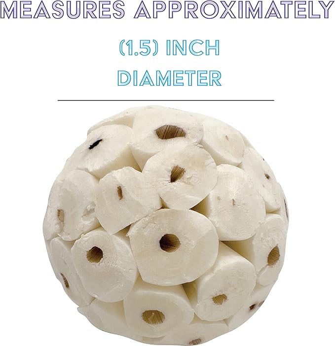 5122 Mini Sola Balls Pk6 - Small Size Natural Chewable Foot Toys, Air Dried Lightweight Foraging Sola Wood Balls, Easy to Shred and Chew, Excellent for Small Pets Budgie Cockatiel Lovebird Parrotlet