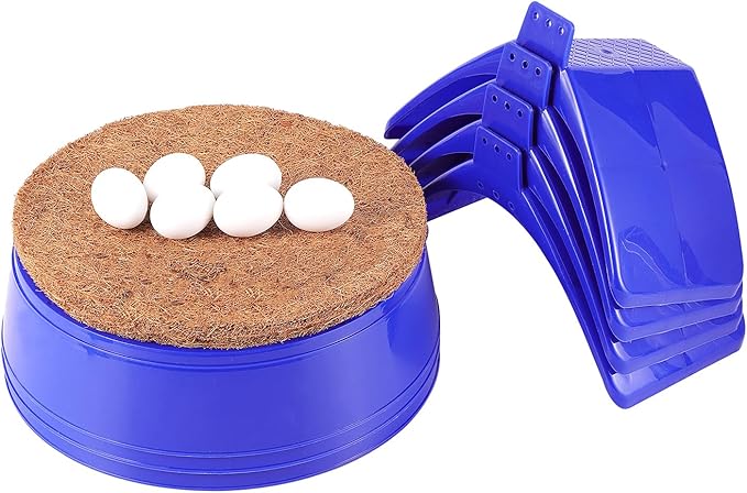 Pigeon Supplies Set,3Pcs Bird Breeding Nest Bird Eggs Mat,4 Pcs Pigeon Stand Dove Rest Stand,9 Pcs White Solid Plastic Eggs for All Kinds of Pet Nests
