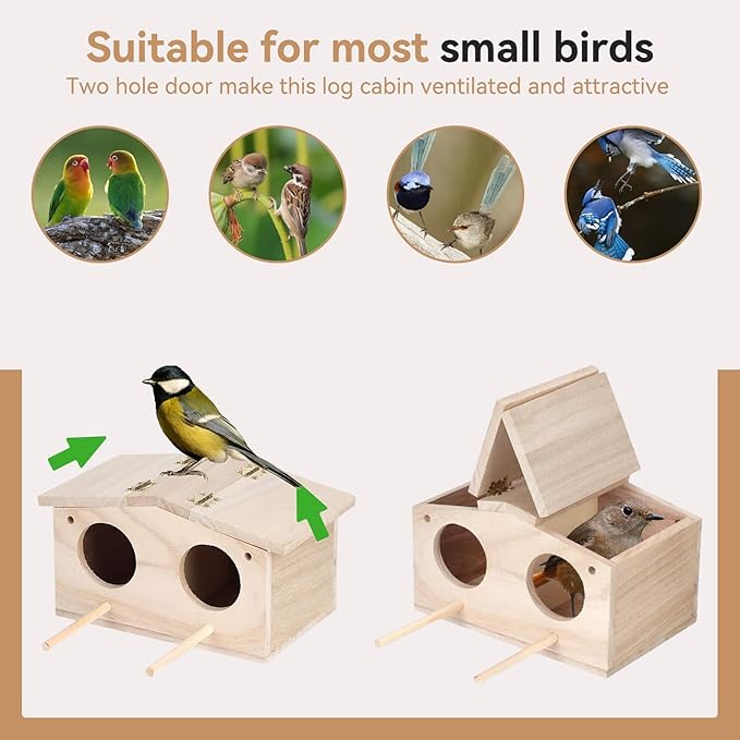 Parakeet Nesting Box, Bird House Wood Breeding Box Parrots Mating Box Bird House Budgie Pet Bird Nests House for Parrots Swallows Breeding Box Cage Birdhouse Accessories