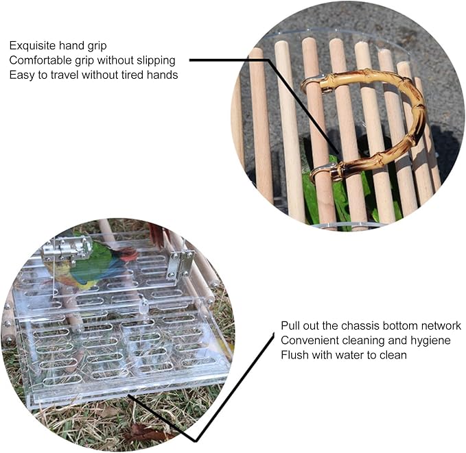 Portable Bird Cages, Clear View Bird Carrying Cage Hand Held Travel Birdcage with Perch for Small Bird Lightweight Bird Carrier