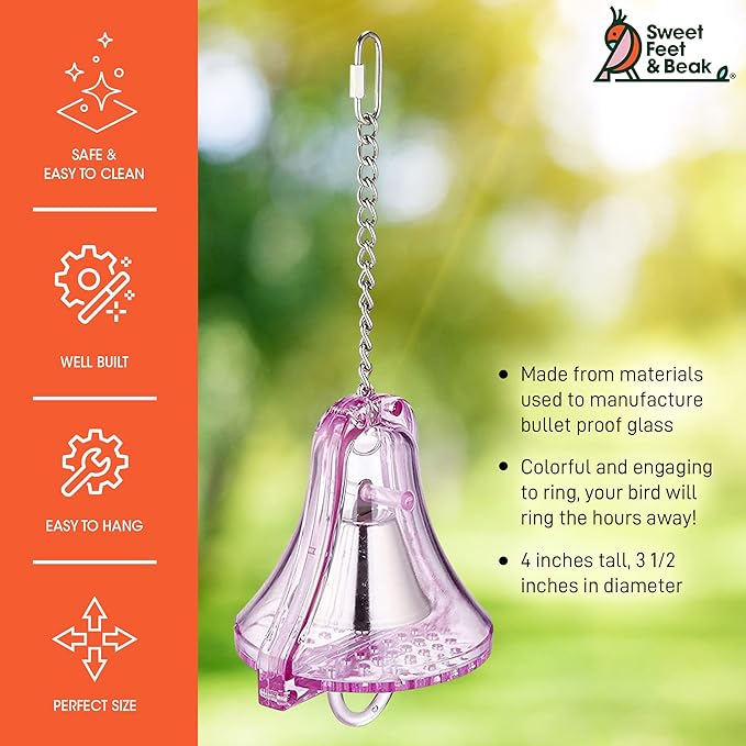 Sweet Feet and Beak Large Indestructibell - Perfect Cage Toy for Large Birds - Safe, Non-Toxic, Unbreakable, Easy to Install Bird Cage Accessories for Parrots, Cockatoos, and Large Birds