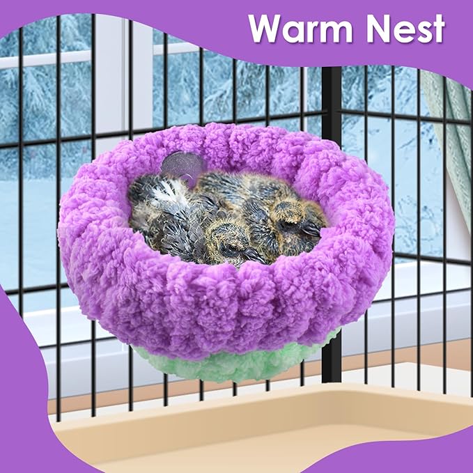 KATUMO Bird Nest, 5.5inch Small Parrot Breeding Bed for Budgie, Parakeet, Cockatiel, Conure, Lovebird, Canary, Finch Birds (Purple/Green, Small)