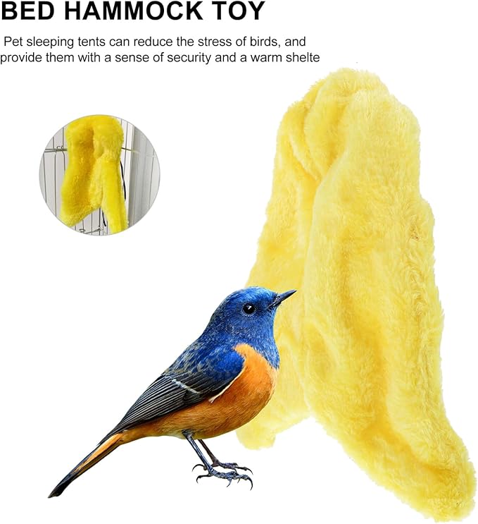 FOMIYES 1pc Cozy Fleece Bird Blanket for Parrots Warm Snuggle Hut Bed Hammock Toy Easy to Install Removable and Convenient for Cage for Parakeets Cockatiels and Lovebirds Lemon