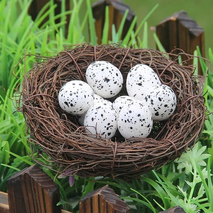 2Pcs Easter Bird Nest Anti-Scratch Decorative Lightweight Egg Decoration Prop Easter Bird Nest Compatible with Crafts Artificial Flowers Artificial Plants and Flowers（6 cm）