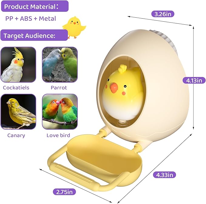 Egg Bird Feeder Chew Toy,Interactive Hanging Bird Cage Toy with Food Tray,Spring Chick Foraging Toy,Bird Cage Accessories for Parakeets,Cockatiels & Lovebirds(Purple)