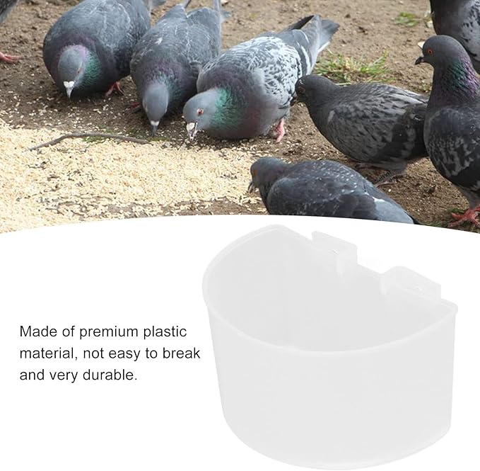 TOPINCN 20pcs Cage Cups Bird Feeders, Bird Food Bowl Hanging Water Cup Parrot Food Bowl Plastic Parrot Water Feeding Cup Birdcage Feeder for Parrot Poultry Pigeon(L-White)